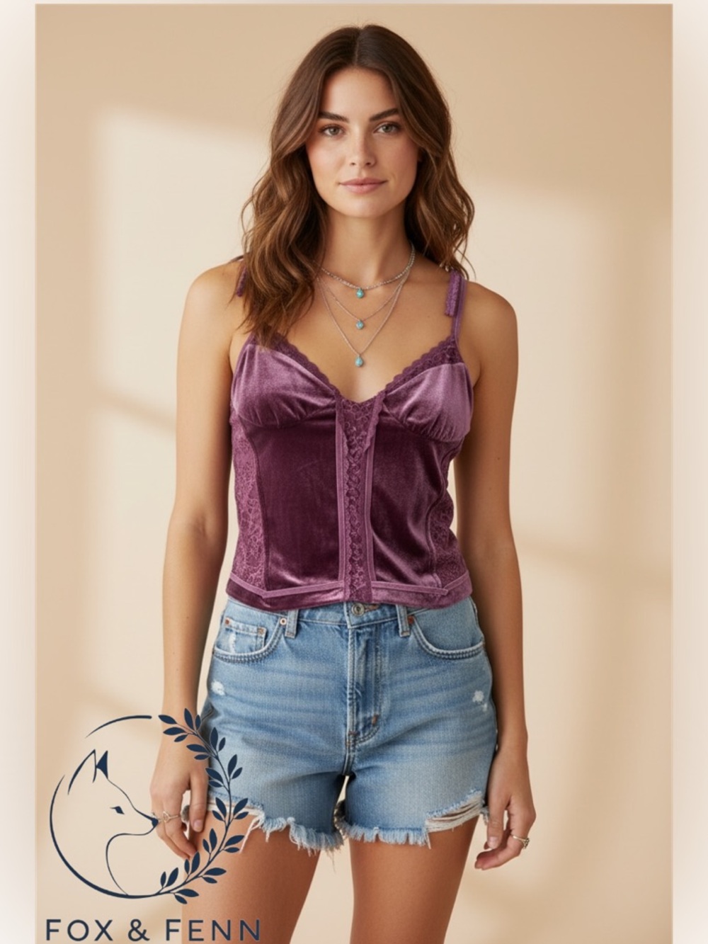 Free People Velvet Lace Cami in Wine